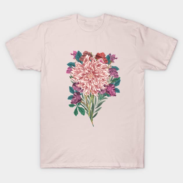 Botanical Pink Flower T-Shirt by letnothingstopyou